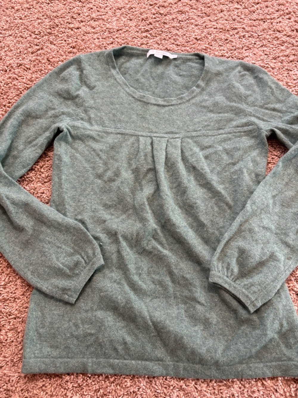 Boden 100% Cashmere Long-Sleeve Scoop Neck Knit Top - Sage